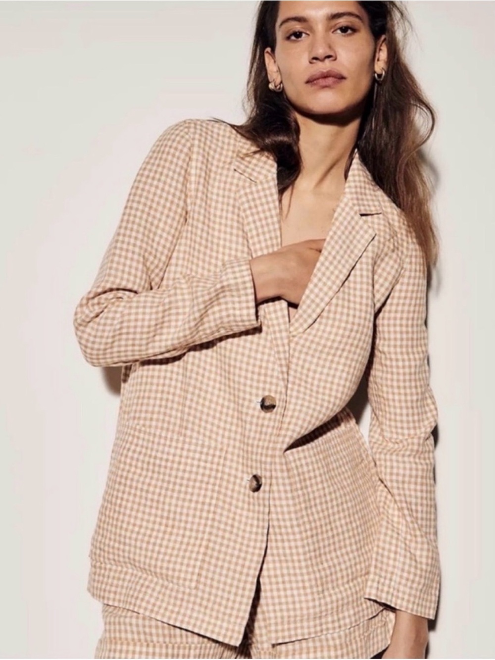 Madewell Gingham Linen Blazer